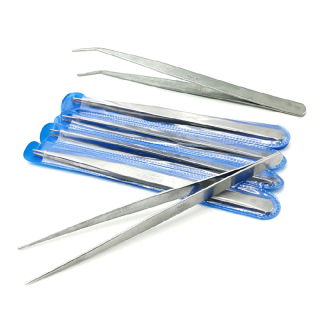 คีมหนีบอเนกประสงค์ มี 2 แบบ คีบหนีบสแตนเลส ปากคีบงอ ปากคีบแหลม Stainless steel tweezers