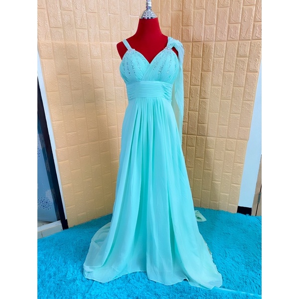 ชุดราตรีกระโปรงยาว สีฟ้า B71