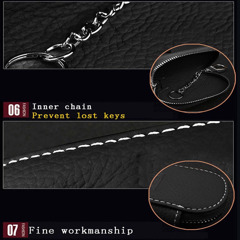 ღღKia Leather Car Key Bag Case Logo Keychain Ring Zipper Auto ...