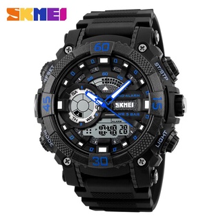 SKMEI Men Sports Watches Digital Quartz Watch LED Big Dial 50M Waterproof Dual Display Wristwatches Relogio