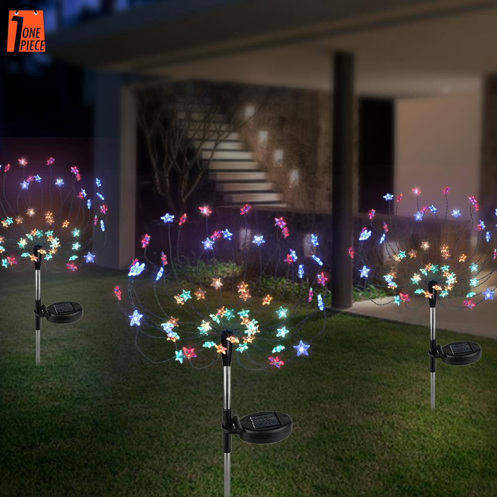 HOT! Solar Energy Star Fairy Bouquet Dandelion Lights Star Firework ...