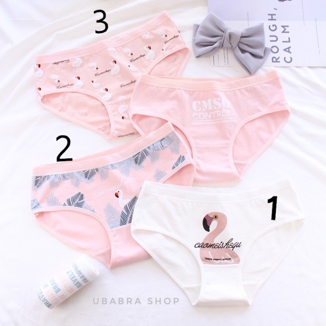 กางเกงในผ้าพิมพ์ลายนกฟลามิงโก้ น่ารัก #ฟลามิงโก้ - รูปที่ 2