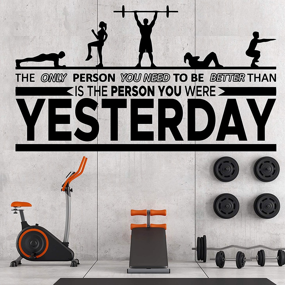 แรงบันดาลใจ Gym Wall Decals ออกกําลังกายฟิตเนส Crossfit การออกกําลังกาย Room Art Decor สติกเกอร์ไวนิลป้ายโปสเตอร์ตกแต่ง