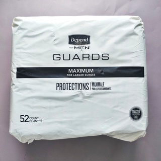 (Depend®) For Men Guards Maximum For Larger Surges 52 Count แผ่นซับกลั้นปัสสาวะไม่อยู่ ดซับสูง สำหรับผู้ชาย