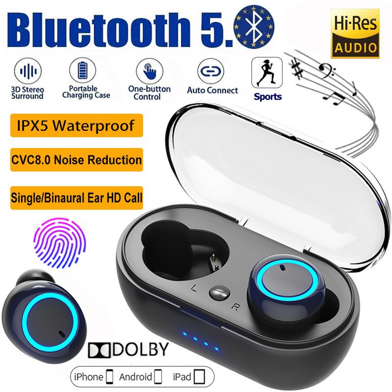 【พร้อมส่ง】หูฟังบลูทูธไร้สาย TWS Bluetooth 5.0 Earbuds Bass Stereo Sound หูฟังกีฬา หูฟังออกกำลังกาย เปิดและเชื่อมต่ออัตโน