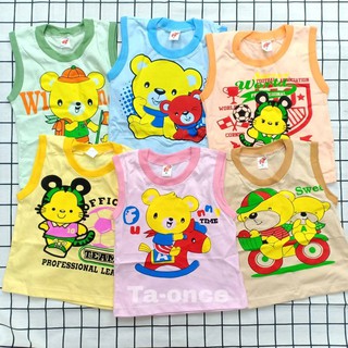 [3 ตัว 100฿] เสื้อแขนกุดเด็ก สีสด/สีหวาน เสื้อกล้ามเด็ก เสื้อกล้ามเด็กลายการ์ตูน เสื้อกล้ามเด็กน่ารัก