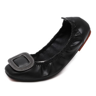 (พร้อมส่งค่ะ) รองเท้าส้นแบนสวมใส่สบายเท้า Soft Flat Shoes. - Black