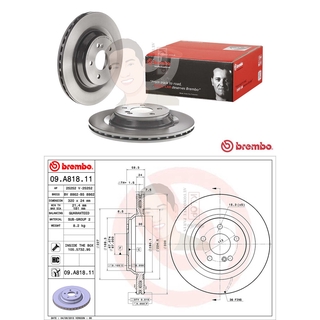 09 A818 11 จานเบรค ล้อ R (ยี่ห้อ BREMBO) รุ่น HC UV Benz W221 S250-600 ปี2006-2013***ราคาต่อข้าง