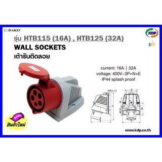 พาวเวอร์ปลั๊กเต้ารับติดลอยตัวเมีย DAKO รุ่นHTB115(16A),HTB125(32A)3P+N+E400V LED W power plug