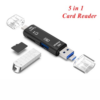 ราคาType C / USB / Micro USB SD TF Memory Card Reader OTG Adapter 5 in 1 USB 3.0
