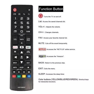 Lg AKB75095307รีโมตคอนโทรลสมาร์ททีวี ไร้สาย LG 99% CO D แบบเปลี่ยน สําหรับสมาร์ททีวี LCD AKB75095307