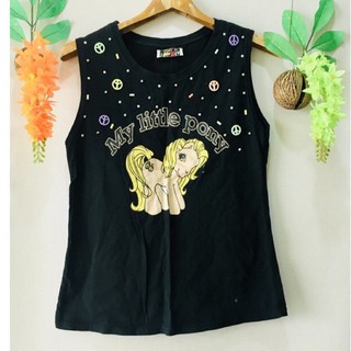 เสื้อ HeaHa ลายPonyปักลูกปัดน่ารักมาก อกเอวฟรี-32,ยาว23.5 มือสองญี่ปุ่น สวยใหม่มาก