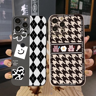 เคสป้องกันโทรศัพท์มือถือ ขอบสี่เหลี่ยม ประดับเพชร ลายสก๊อต สําหรับ OPPO A16 A15 A16E A16k A95 Reno6 Z 5G A94 A54 A74 4G A53 A76 A96 4G A12 A5S A7