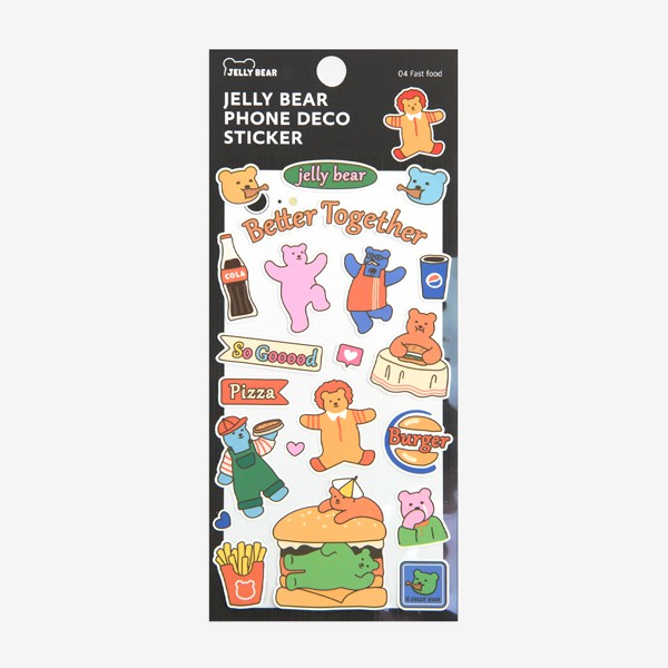 Jelly Bear Phone Deco Sticker - 04 Fast food สติ๊กเกอร์ติดโทรศัพท์