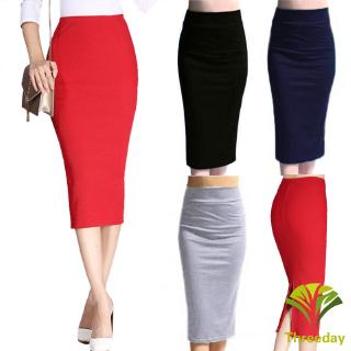 3Day Winter Women Pencil Skirt Cotton Stretch Elastic Business OL Split Bodycon Skirt