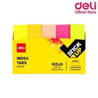 โพสอิท Deli A11402 Index tab กระดาษโน๊ต สีสันสดใส 5x100   50x15mm