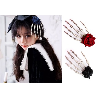 กิ๊บติดผม มือโครงกระดูก กิ๊บฮาโลวีน กิ๊บ พรอพ ฮาโลวีน มือผี Scary Skeleton Hand Hair Clip Hairclip Halloween Accessories