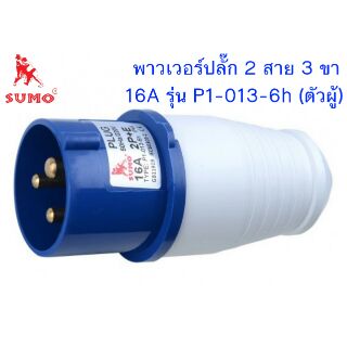 พาวเวอร์ปลั๊ก 2สาย 3ขา 16A รุ่น P1-013-6h (ตัวผู้) SUMO power plug