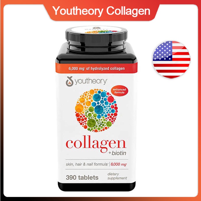 (Exp.04/2027)❤️[พร้อมส่ง]❤️Youtheory Collagen Plus Biotin (390 เม็ด) สูตรใหม่มีไบโอติน
