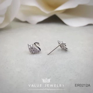 ต่างหูแป้น ฝังคริสตัลละเอียด ลายหงส์สวา Swarovski มี3สี ขนาดเล็ก ตุ้มหู เครื่องประดับ ER0203 ER0212 ER0701 ValueJewelry