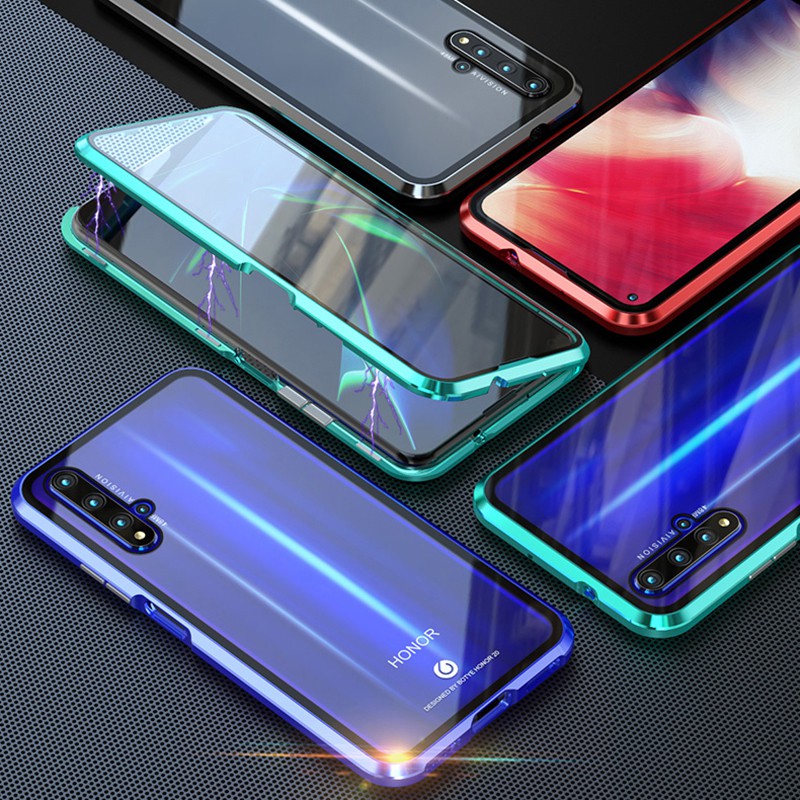 เคสแม่เหล็ก Huawei P30 P20 Lite Mate 20 30 Pro ป้องกันการระเบิดฮาร์ดโลหะกระจกสองด้านฝาครอบมือถือ