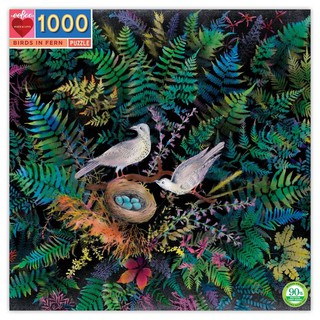 eeBoo  Birds in Fern 1008 Pc Puzzle จิ๊กซอว์รูปนกบนต้นเฟิร์น แบบ 1008 ชิ้น