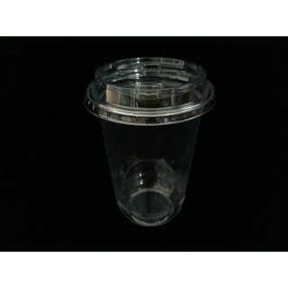 ขายส่ง แก้วพลาสติก Pet U plastic cup ทรงแคปซูล 20oz พร้อมฝาชาชีส เปิดครึ่ง