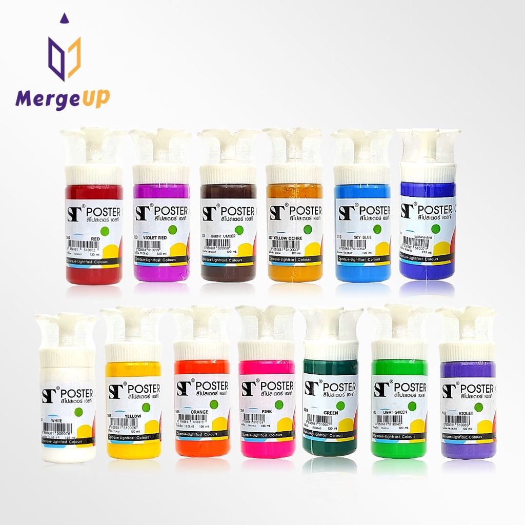 สีโปสเตอร์ 120 ml. ST. หลากสี ขวดพลาสติก