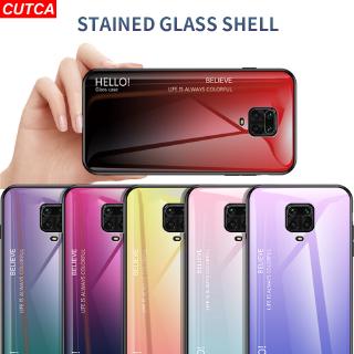 Redmi Note 9s Redmi Note 9 Pro Max Gradient Color Tempered Glass Case Phone Luxury Cover Soft Silicone Edge CUTCA