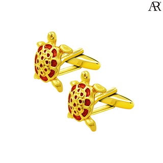 ANGELINO RUFOLO Cufflink(คัฟลิงค์) ดีไซน์ Red Turtle กระดุมข้อมือคัฟลิ้งโรเดียมคุณภาพเยี่ยม สีทอง/สีแดง