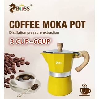 ครัวเรือน Moka หม้อหม้อกาแฟเอสเพรสโซเอสเพรสโซหม้อกาแฟกลั่นสกัดมือหมัดหม้อกาแฟ 3 ถ้วย, 6 ถ้วย