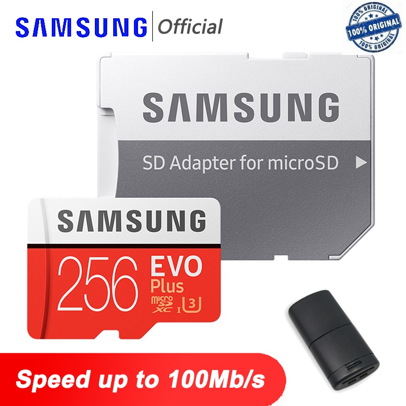ใหม่ล่าสุด ของแท้ 100% เมมโมรี่การ์ด SAMSUNG EVO Plus Micro SD 16GB 32GB 128GB 64GB 32GB Micro SD Card 256GB TF Cards 512GB Flash Memory Microsd สําหรับโทรศัพท์ตั้งโต๊ะ PC