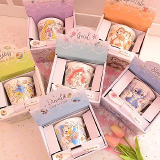 [Cute Home] พร้อมส่ง แก้วกาแฟเซรามิค ลาย Stitch Three-Eyed Boy Winnie the Pooh พร้อมช้อน