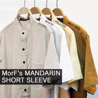 Mandarin Oxford Short Sleeve Shirt เสื้อเชิ้ต คอจีน แขนสั้น โทน สีเหลือง