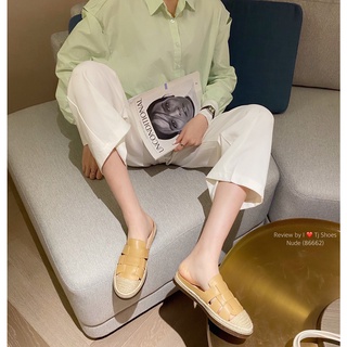 รองเท้าเปิดท้าย 86662 ส้นยางตาล 3 ช่องซี่ๆ