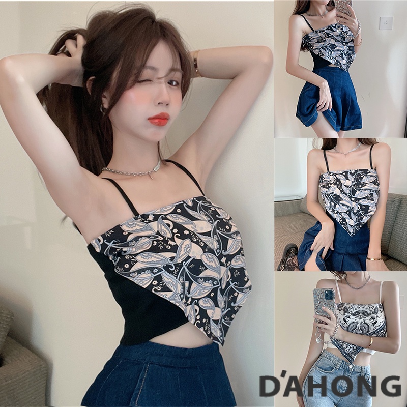 Dahong เสื้อกล้ามสุภาพสตรี เสื้อกล้ามที่ไม่มีสายหนัง ผ้าสามเหลี่ยมน่ารัก 32036