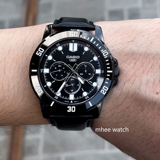 Casio Sport Dial Black Leather จอโครโนกราฟ เข็มหมุนได้ทุกจุด ของแท้ รับประกันศูนย์