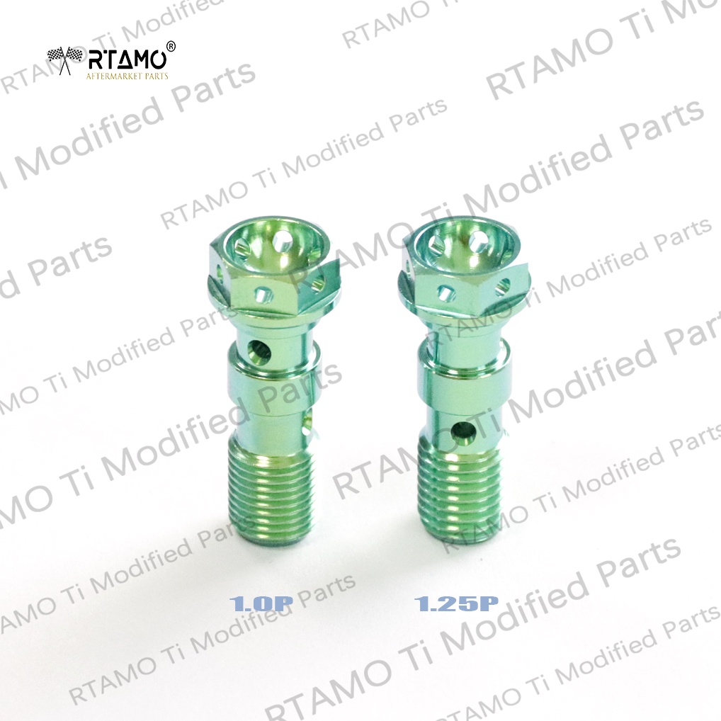 RTAMO ไทเทเนียม Gr5 น๊อตน้ำมันเบรค(ตัวยาว) Hel แบบ 2 รู ขนาดM10 เกลียว1.0 Brembo ปั๊ม M50 M50s GP4-RX และ1.25 Tmax R1 ราคา ถูกที่สุด ดีลบีเคเค แกลเลอรีภาพที่ 7