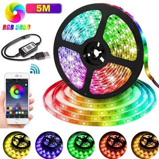 สายไฟ LED RGB บลูทูธ 5050 SMD หรี่แสงได้ ควบคุมผ่านแอพ ซิงค์เพลง