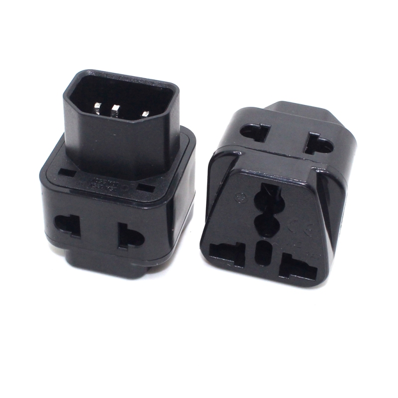 Iec 320 C14 UPS อะแดปเตอร์แปลงไฟ 10A 250V ตัวเมีย AU US UK EU เป็น C14 ตัวผู้ สีดํา ขาว