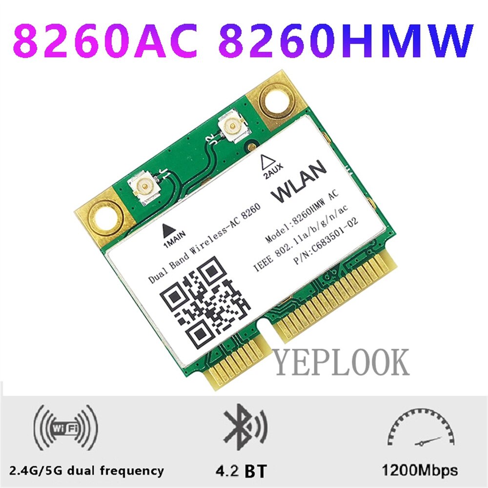 AC 8260NGW 8260AC 300Mbps+867Mbps 2.4G/5Ghz WiFi+BT4.2 Mini PCI-E WiFi Card