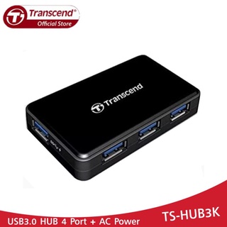 Transcend HUB USB 4 Port USB3.0 Power Adapter HUB3K. (สินค้ารับประกันศูนย์ไทย 2 ปีเก็บกล่อง)