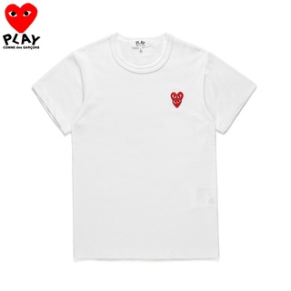 Cdg Play ใหม่ เสื้อยืดแขนสั้น ผ้าฝ้ายแท้ ลายจุด หัวใจ สีแดง แฟชั่น