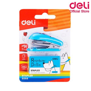 แม็กจิ๋ว เย็บกระดาษมินิ เบอร์ 10 พร้อมลวด Deli 0253 Mini Stapler แถมฟรีลวดเย็บ 1 กล่อง มี3สี