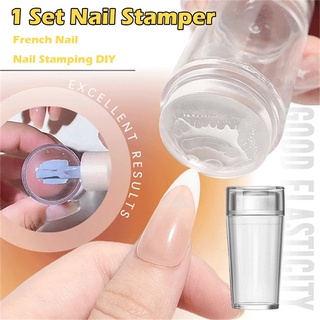 Silicone Transparent Nail Art Stamping Kit French For Manicure Plate Stamp Polish Stencil Template Seal Stamper Scraper