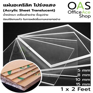 PLANGO Acrylic Sheet Translucent แผ่นอะคริลิค โปร่งแสง แพลนโก แบบหนา 5,8,10,15mm ขนาด 1x2 ฟุต