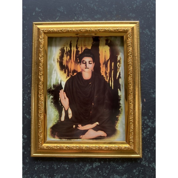 กรอบรูป​พระพุทธ​เจ้าภาพเคลือบฟีล์มลามิเนตอย่างดีกันน้ำกันฝุ่นไม่สะท้อนแสงหล่นไม่แตกรวมขนาดกรอบ10x12.