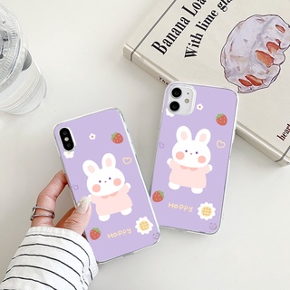 happy rabbit เคสไอโฟน 13pro max 8พลัส cute เคส iPhone 11 12 13 pro max 7 8 plus 14 pro max se2020 Xr Xs X case นิ่ม