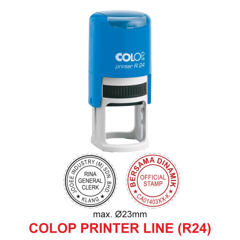 COLOP เครื่องพิมพ์ใหม่ส่วนบุคคล Self-Inking ยางแสตมป์ Chop R-24 R-30 ROUND COP BULAT SIP INK