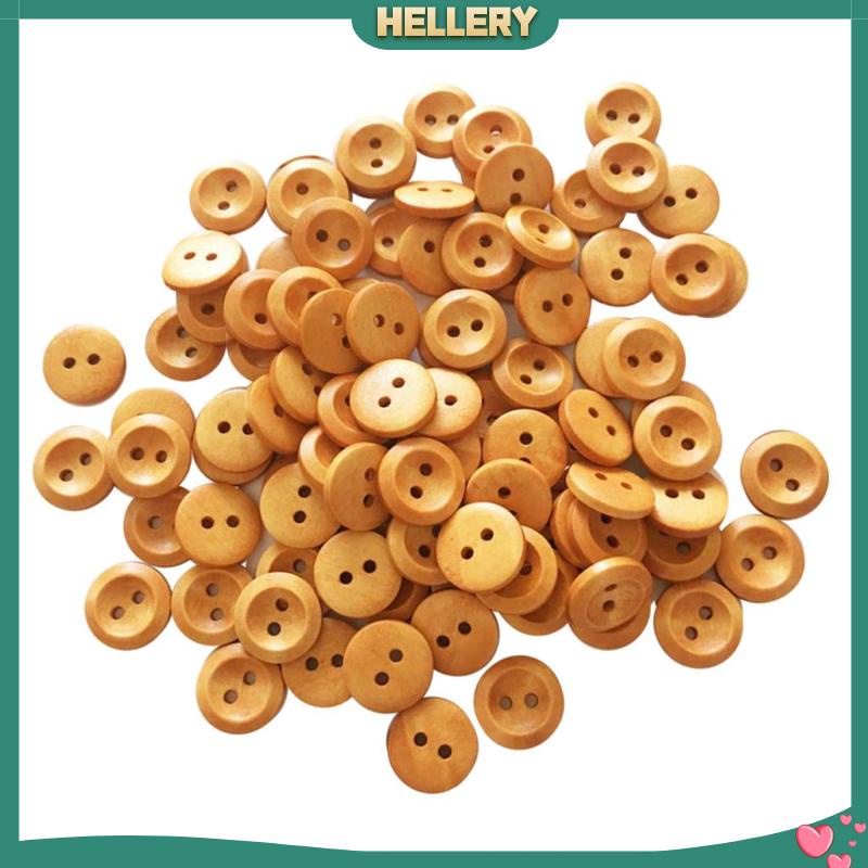 Hellery กระดุมไม้ ทรงกลม สไตล์วินเทจ ขนาด 15 มม. รูปที่ 3